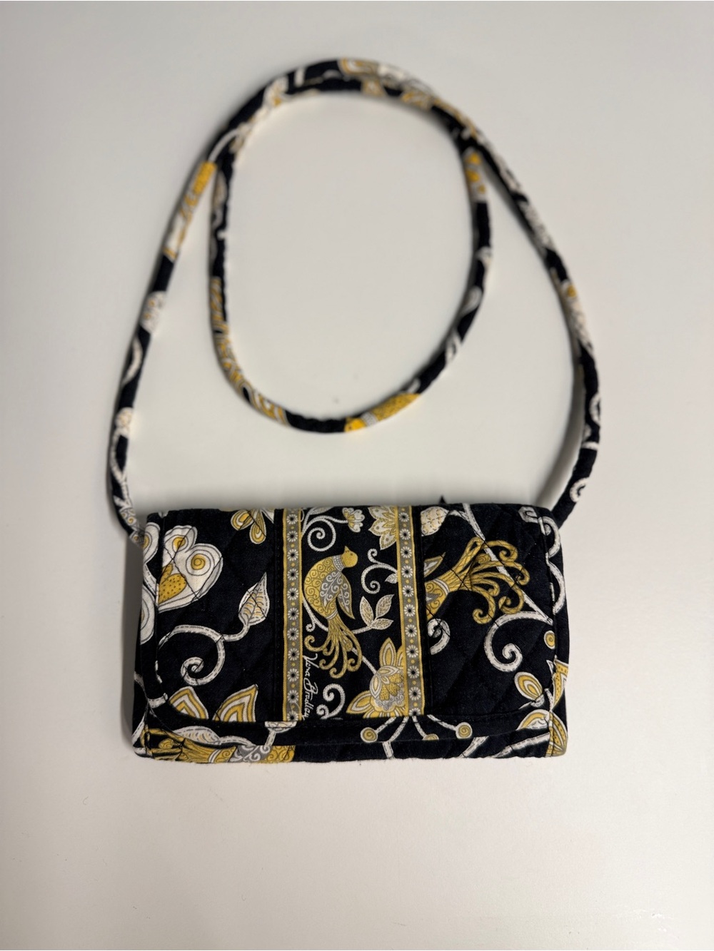 Vera Bradley Black, Gold & White Quilted Floral Crossbody